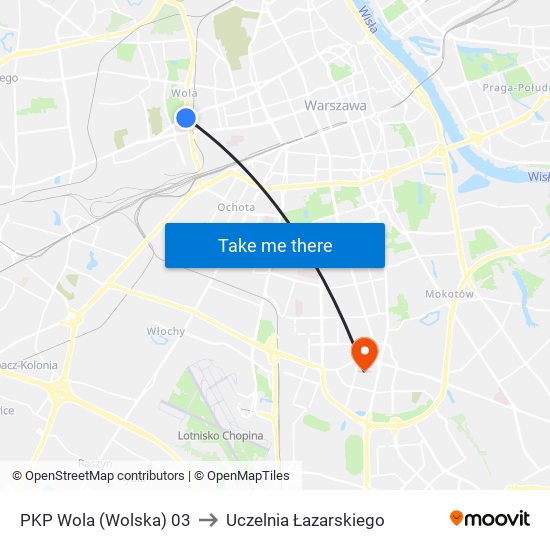 PKP Wola (Wolska) 03 to Uczelnia Łazarskiego map