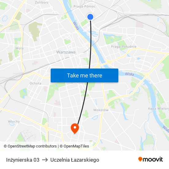 Inżynierska 03 to Uczelnia Łazarskiego map