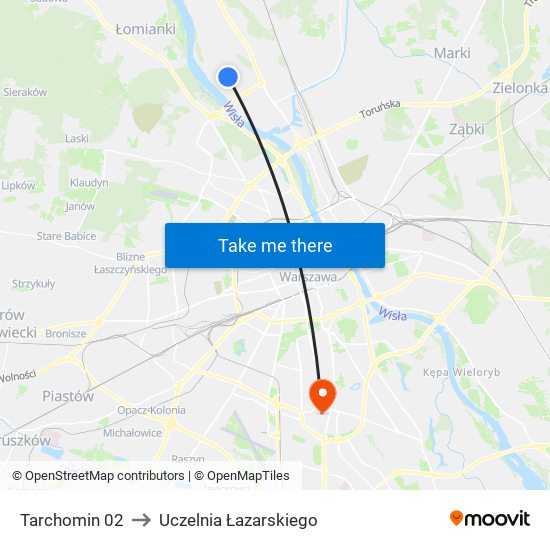 Tarchomin to Uczelnia Łazarskiego map