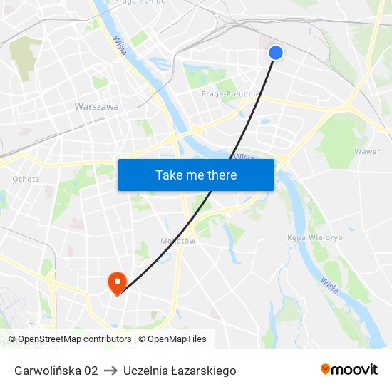 Garwolińska 02 to Uczelnia Łazarskiego map