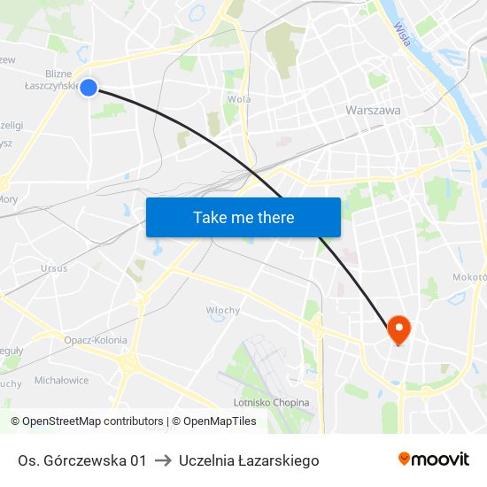 Os. Górczewska 01 to Uczelnia Łazarskiego map