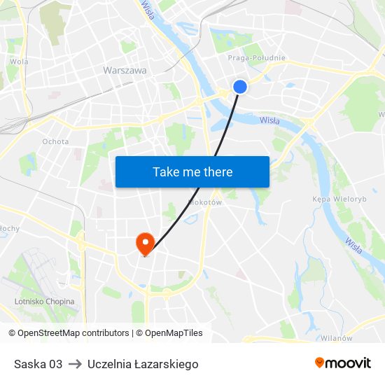 Saska to Uczelnia Łazarskiego map