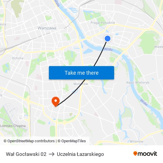 Wał Gocławski 02 to Uczelnia Łazarskiego map