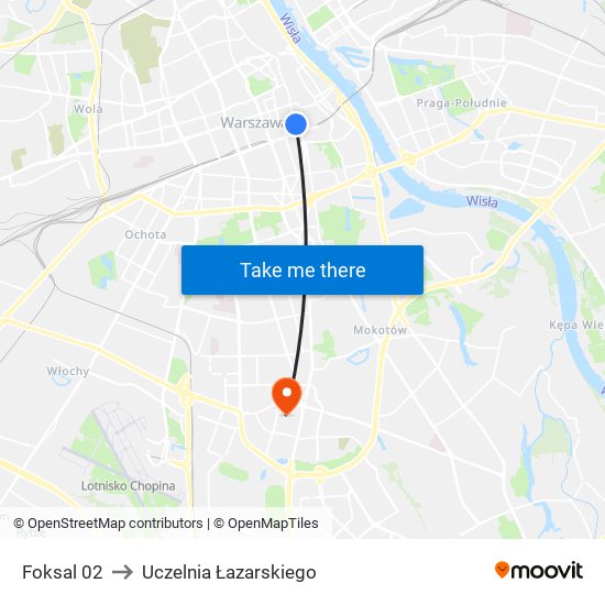 Foksal 02 to Uczelnia Łazarskiego map