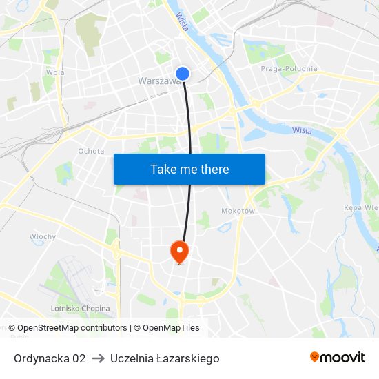 Ordynacka 02 to Uczelnia Łazarskiego map