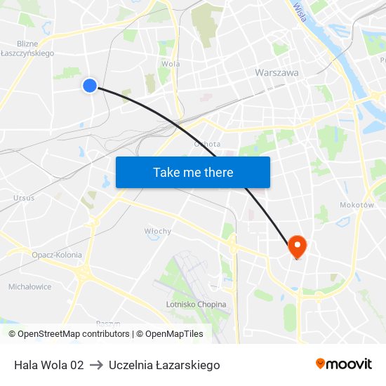 Hala Wola 02 to Uczelnia Łazarskiego map
