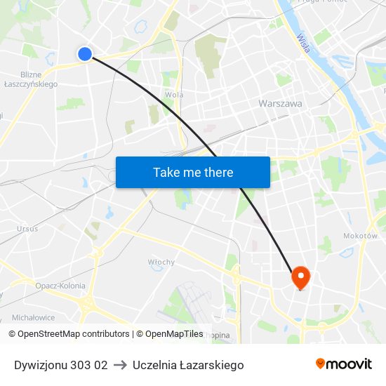 Dywizjonu 303 to Uczelnia Łazarskiego map