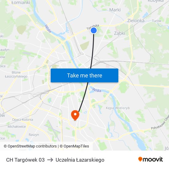 CH Targówek 03 to Uczelnia Łazarskiego map