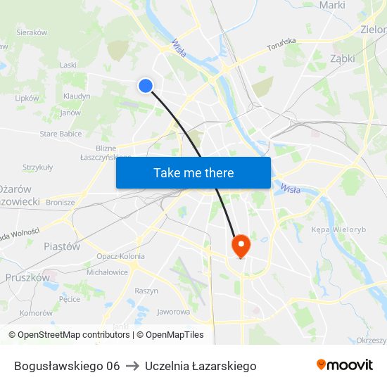 Bogusławskiego to Uczelnia Łazarskiego map