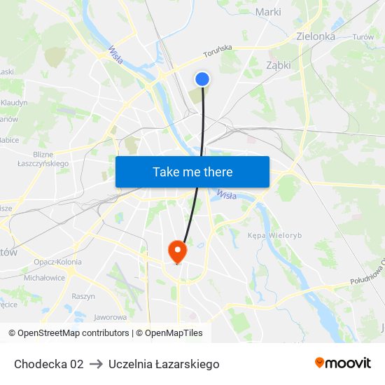 Chodecka 02 to Uczelnia Łazarskiego map