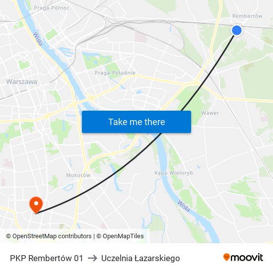 PKP Rembertów 01 to Uczelnia Łazarskiego map