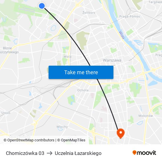 Chomiczówka 03 to Uczelnia Łazarskiego map