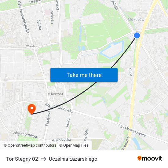 Tor Stegny 02 to Uczelnia Łazarskiego map