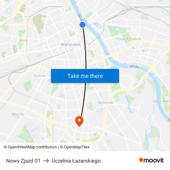 Nowy Zjazd 01 to Uczelnia Łazarskiego map