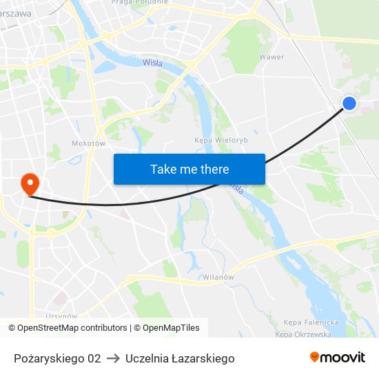 Pożaryskiego to Uczelnia Łazarskiego map