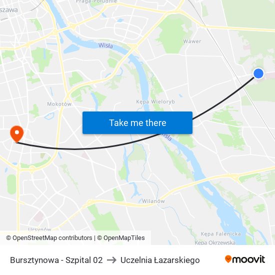 Bursztynowa - Szpital 02 to Uczelnia Łazarskiego map