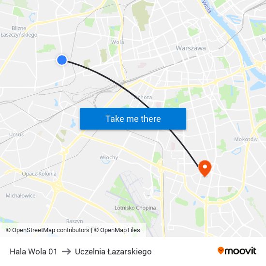 Hala Wola 01 to Uczelnia Łazarskiego map