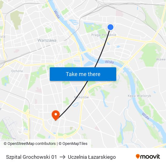 Szpital Grochowski 01 to Uczelnia Łazarskiego map