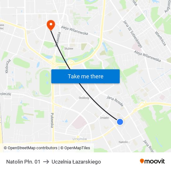 Natolin Płn. 01 to Uczelnia Łazarskiego map