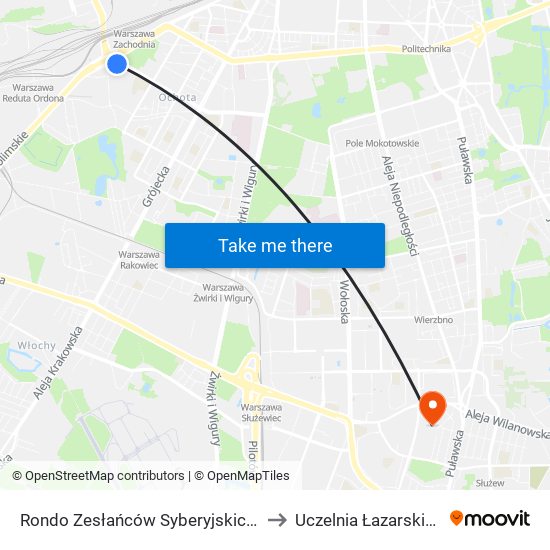 Rondo Zesłańców Syberyjskich 03 to Uczelnia Łazarskiego map