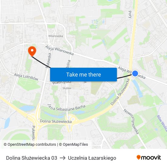 Dolina Służewiecka to Uczelnia Łazarskiego map