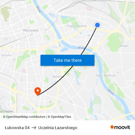 Łukowska to Uczelnia Łazarskiego map