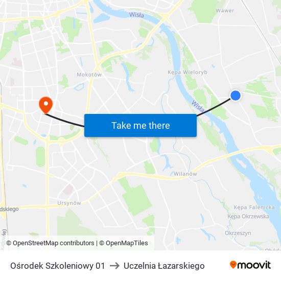 Ośrodek Szkoleniowy 01 to Uczelnia Łazarskiego map