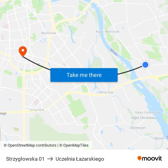 Strzygłowska 01 to Uczelnia Łazarskiego map