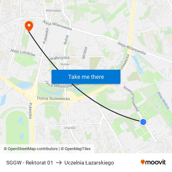 SGGW - Rektorat 01 to Uczelnia Łazarskiego map