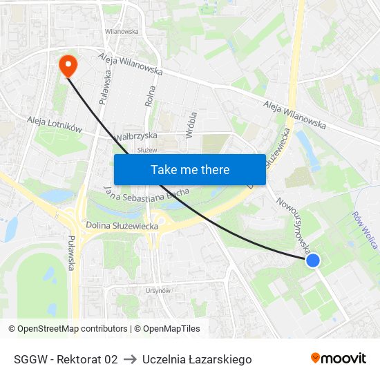 Sggw-Rektorat to Uczelnia Łazarskiego map