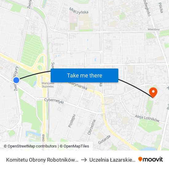 Komitetu Obrony Robotników 02 to Uczelnia Łazarskiego map