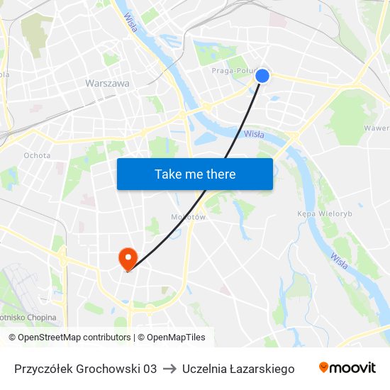 Przyczółek Grochowski to Uczelnia Łazarskiego map