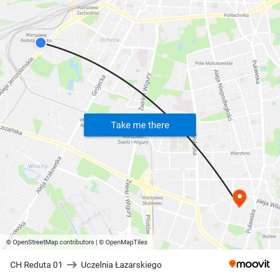 CH Reduta 01 to Uczelnia Łazarskiego map