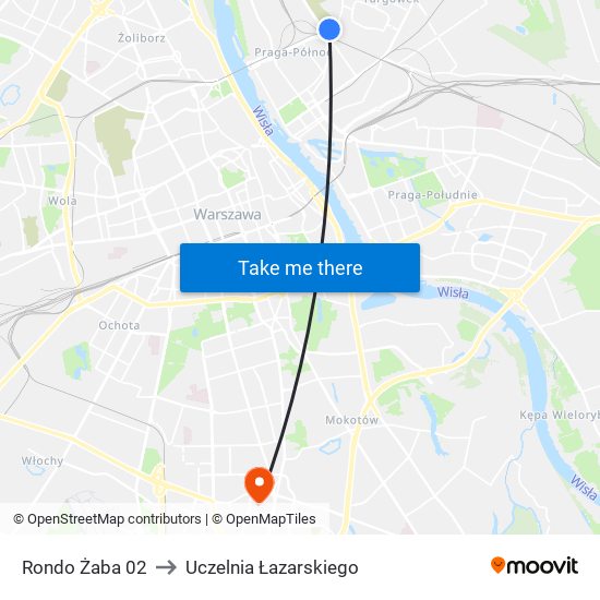 Rondo Żaba 02 to Uczelnia Łazarskiego map