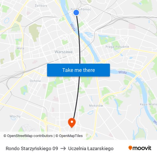 Rondo Starzyńskiego 09 to Uczelnia Łazarskiego map