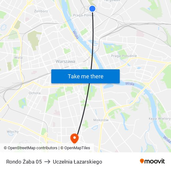 Rondo Żaba 05 to Uczelnia Łazarskiego map