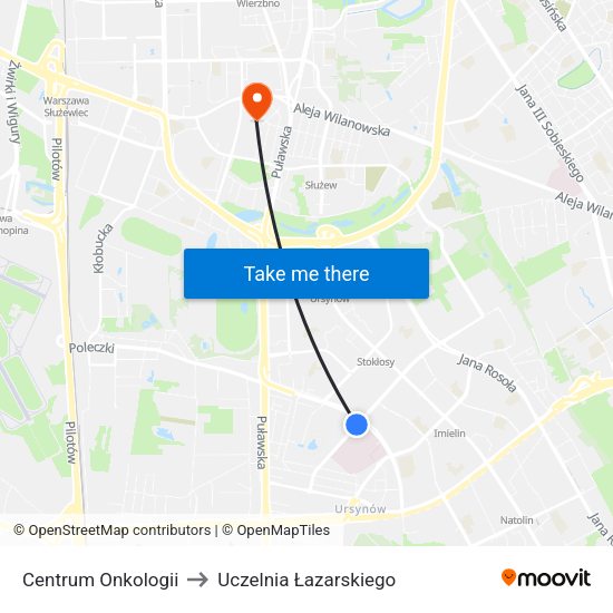 Centrum Onkologii to Uczelnia Łazarskiego map