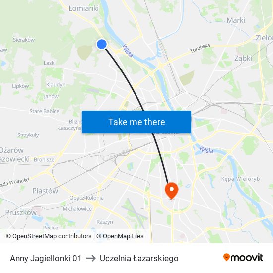 Anny Jagiellonki 01 to Uczelnia Łazarskiego map