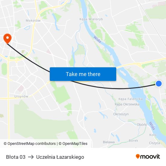 Błota 03 to Uczelnia Łazarskiego map