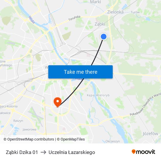 Ząbki Dzika 01 to Uczelnia Łazarskiego map