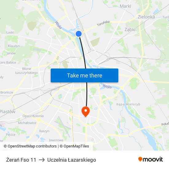 Żerań Fso 11 to Uczelnia Łazarskiego map