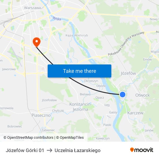 Józefów Górki 01 to Uczelnia Łazarskiego map