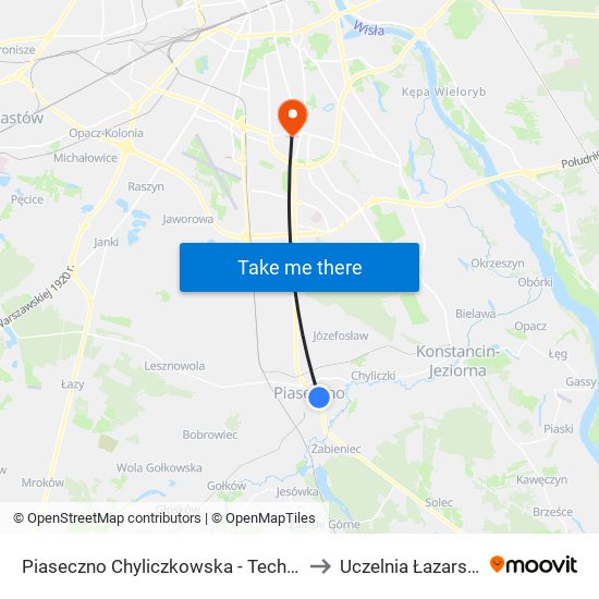 Piaseczno Chyliczkowska-Technikum to Uczelnia Łazarskiego map