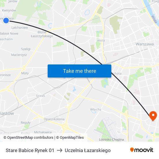 Stare Babice Rynek 01 to Uczelnia Łazarskiego map