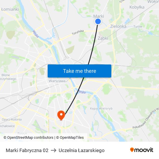 Marki Fabryczna 02 to Uczelnia Łazarskiego map