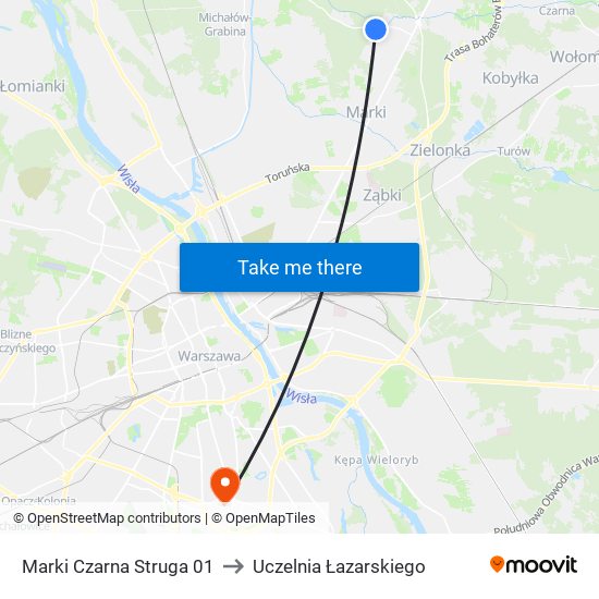 Marki Czarna Struga to Uczelnia Łazarskiego map