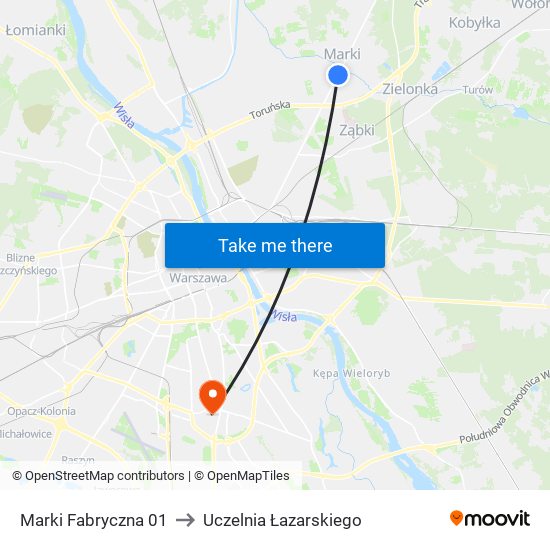 Marki Fabryczna 01 to Uczelnia Łazarskiego map