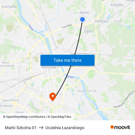 Marki Szkolna 01 to Uczelnia Łazarskiego map