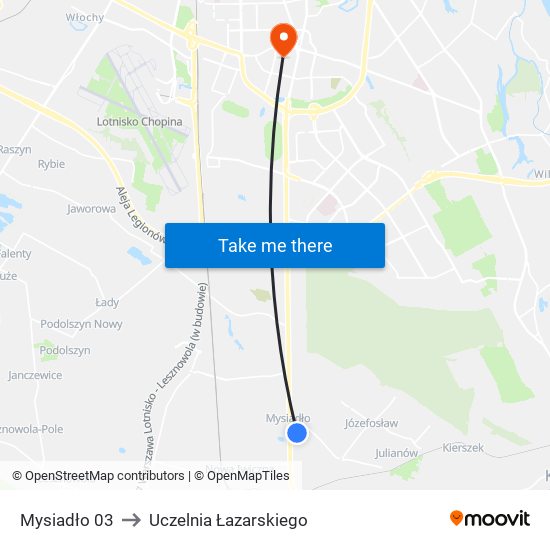 Mysiadło to Uczelnia Łazarskiego map