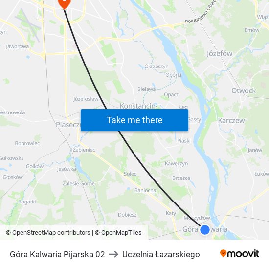 Góra Kalwaria Pijarska 02 to Uczelnia Łazarskiego map